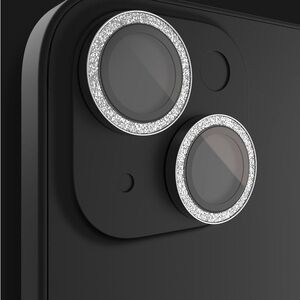 BodyGuardz Apex Camera protector for iPhone 15 or 15 Plus Color:Silver Glitter